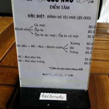 Thực đơn- Góc Nhỏ - Cafe & Điểm Tâm