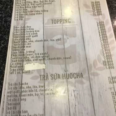 Thực đơn- Cafe Huo Cha - Trà sữa & Ăn Vặt