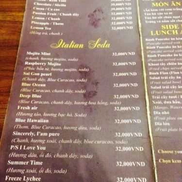 Thực đơn- Infinity Café - Trường Sơn