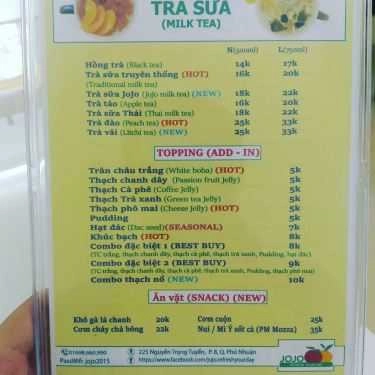Thực đơn- Cafe Jojo Smoothies - Nguyễn Trọng Tuyển