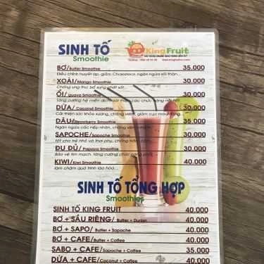 Thực đơn- Cafe King Fruit - Trái Cây, Nước Ép & Đồ Ăn Vặt