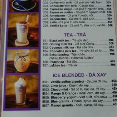 Thực đơn- La Mia Cafe