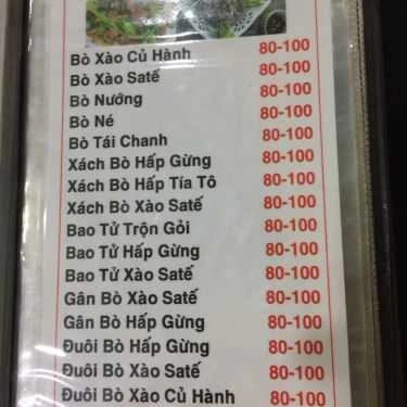 Thực đơn- Quán Nhậu Như Ý - Lẩu Bò & Nướng