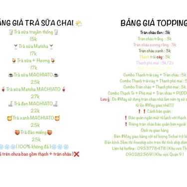 Thực đơn- Mây - Tea & Coffee