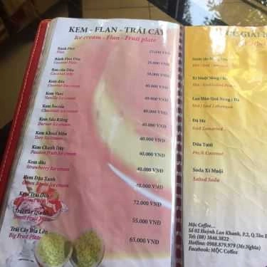 Thực đơn- Mộc Cafe - Huỳnh Lan Khanh