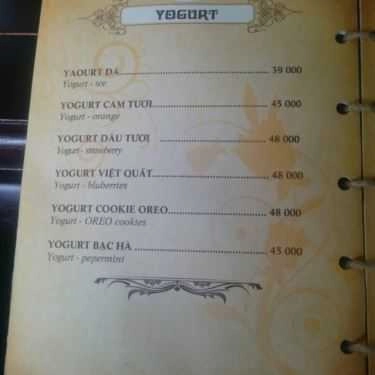 Thực đơn- Mộc Xưa Cafe - Trần Quốc Hoàn