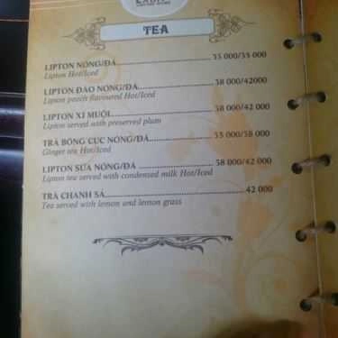 Thực đơn- Mộc Xưa Cafe - Trần Quốc Hoàn