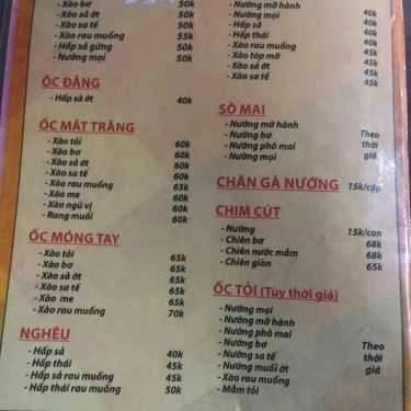 Thực đơn- Ăn vặt Ốc Hoàng - Lê Thị Hồng