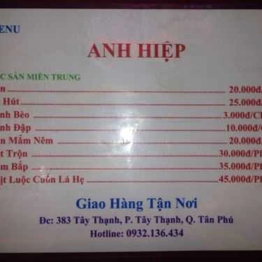Thực đơn- Ăn vặt Quán Anh Hiệp - Đặc Sản Miền Trung