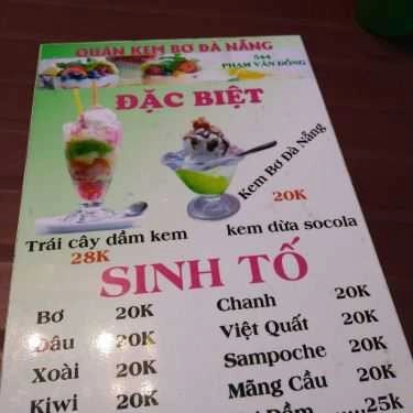 Thực đơn- Cafe Quán Bơ - Kem Bơ