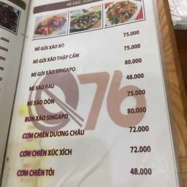 Thực đơn- Quán Nhậu 76 - Quán Ăn Gia Đình