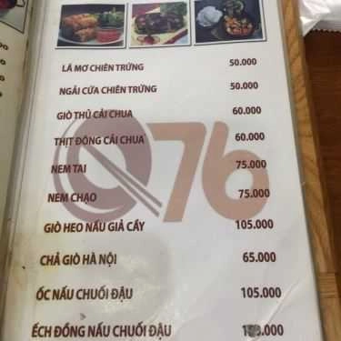 Thực đơn- Quán Nhậu 76 - Quán Ăn Gia Đình