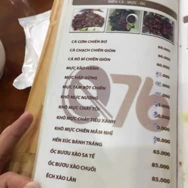 Thực đơn- Quán Nhậu 76 - Quán Ăn Gia Đình