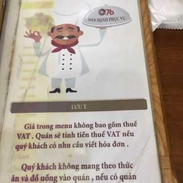 Thực đơn- Quán Nhậu 76 - Quán Ăn Gia Đình