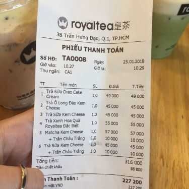 Thực đơn- Cafe Royaltea - Trà Sữa Hồng Kông - Trần Hưng Đạo