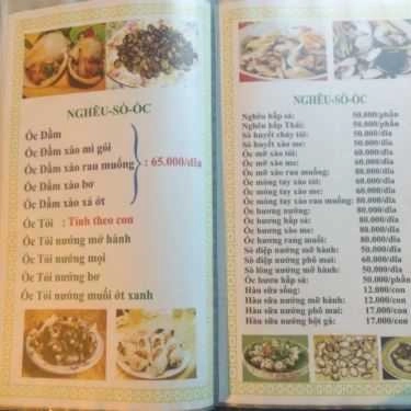 Thực đơn- Quán Nhậu Sóc Sun - Lẩu & Ốc