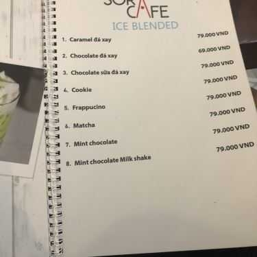 Thực đơn- Sora Cafe