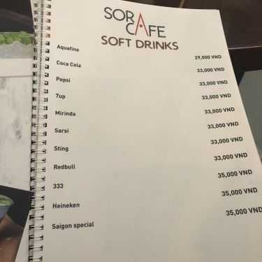 Thực đơn- Sora Cafe