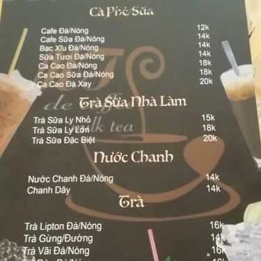Thực đơn- Cafe TM Milktea