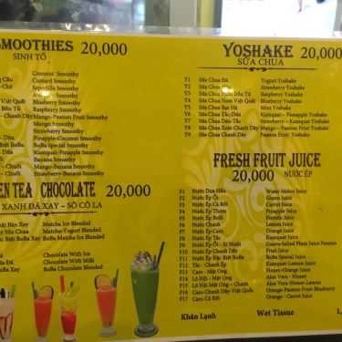 Thực đơn- Cafe Trà Sữa BoBa - Đường D2