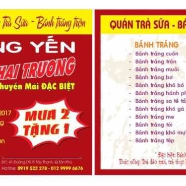 Thực đơn- Ăn vặt Hoàng Yến - Trà Sữa & Bánh Tráng Trộn
