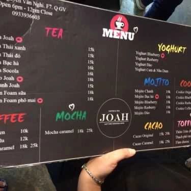Thực đơn- Joah Tea - Street Coffee