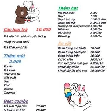 Thực đơn- Ăn vặt Bunny's House - Trà Sữa & Xiên Que