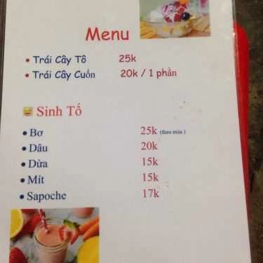 Thực đơn- Ăn vặt Trái Cây Tô 68