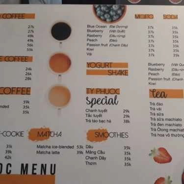Thực đơn- Ty Phuoc Cafe