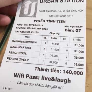 Thực đơn- Urban Station Coffee Takeaway - Trà Khúc