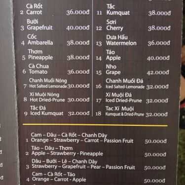 Thực đơn- Cafe Villa Xuân Thủy
