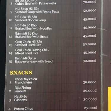 Thực đơn- Cafe Villa Xuân Thủy