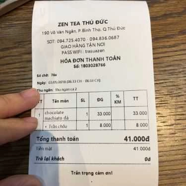 Thực đơn- Cafe ZEN Tea - Võ Văn Ngân