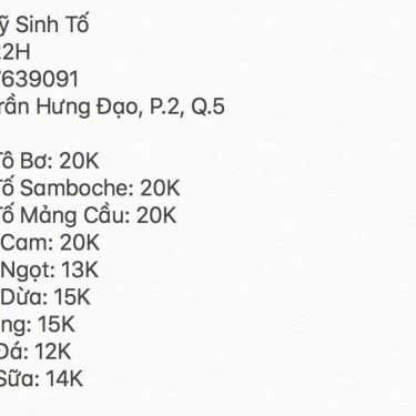 Thực đơn- Ăn vặt Chị Mỹ - Sinh Tố & Giải Khát