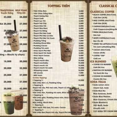 Thực đơn- Chu Chu - Trà Sữa & Coffee
