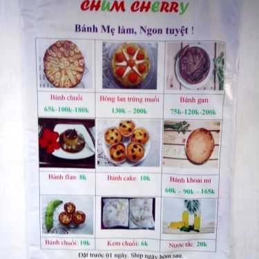 Thực đơn- Tiệm Bánh Chúm Cherry Bakery