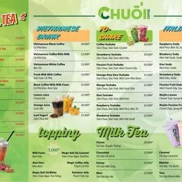 Thực đơn- Chuối Coffee - Sữa Tươi Trân Châu