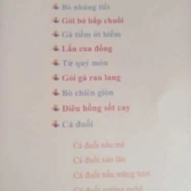Thực đơn- Chuối Hột Rừng - Quán Nhậu Gia Đình
