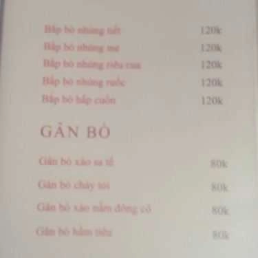 Thực đơn- Chuối Hột Rừng - Quán Nhậu Gia Đình