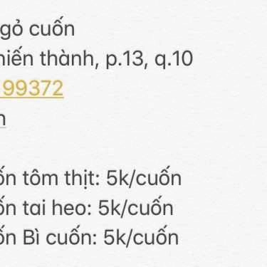 Thực đơn- Ăn vặt Gỏi Cuốn Cô Hai - Tô Hiến Thành