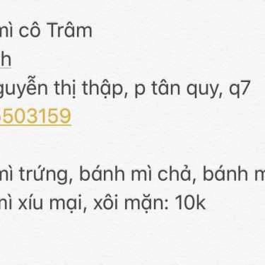 Thực đơn- Ăn vặt Quán Trâm - Bánh Mì Xíu Mại & Xôi Gà