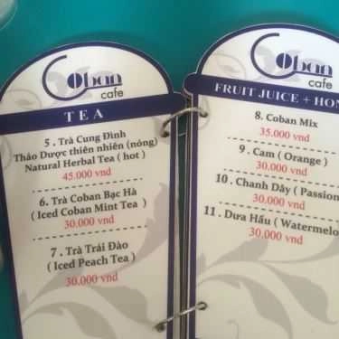 Thực đơn- Coban Coffee - Nguyễn Trọng Tuyển