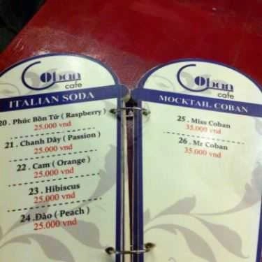Thực đơn- Coban Coffee - Nguyễn Trọng Tuyển