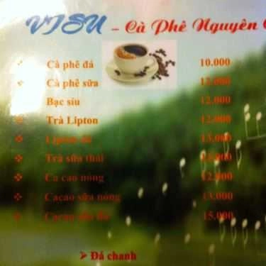 Thực đơn- Visu Cà Phê - Tân Hương