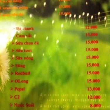 Thực đơn- Visu Cà Phê - Tân Hương