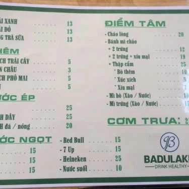 Thực đơn- Badulake - Coffee & Trà Sữa