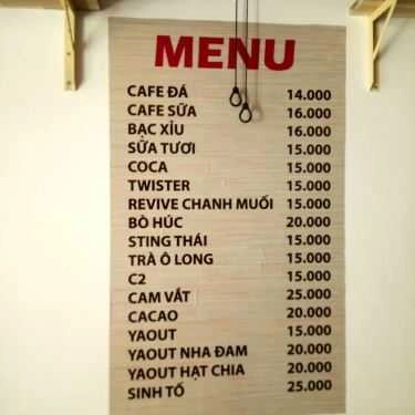 Thực đơn- Sibachao Coffee