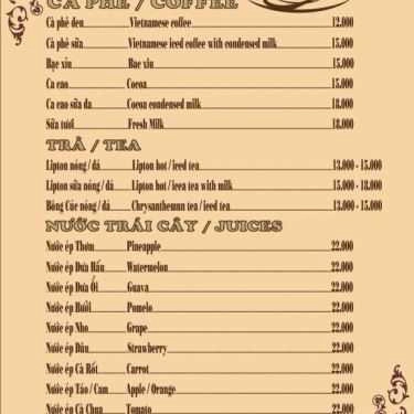 Thực đơn- Dust Coffee - Đống Đa