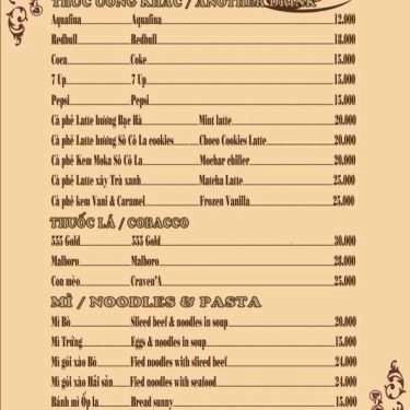 Thực đơn- Dust Coffee - Đống Đa