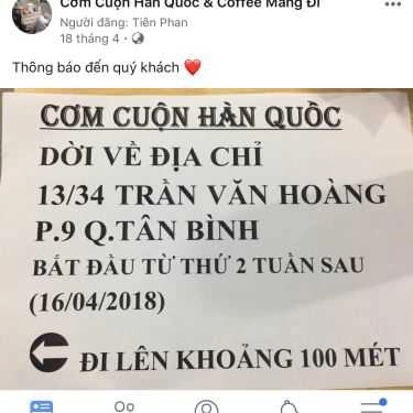 Thực đơn- Coffee Mang Đi & Cơm Cuộn Hàn Quốc